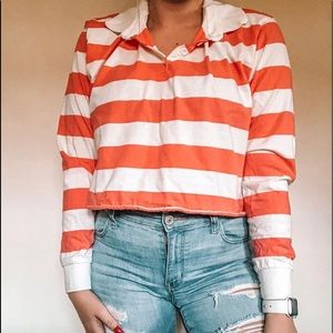striped polo crop top